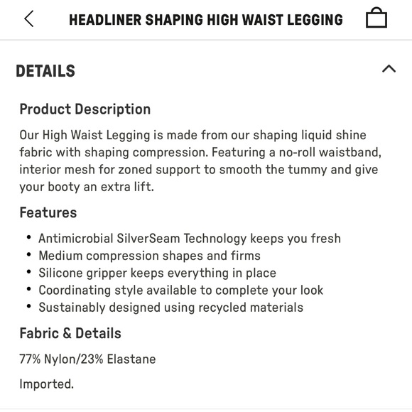 Headliner Shaping High Waist Legging; Yitty by Fabletics Size XL - Picture 4 of 5